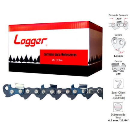 Corrente Motosserra .325" 1,3mm Semiquadrado Logger