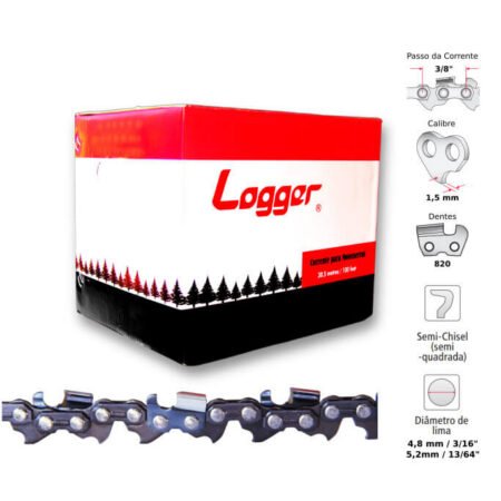 Corrente Motosserra 3/8" 1,5mm Semiquadrado Logger