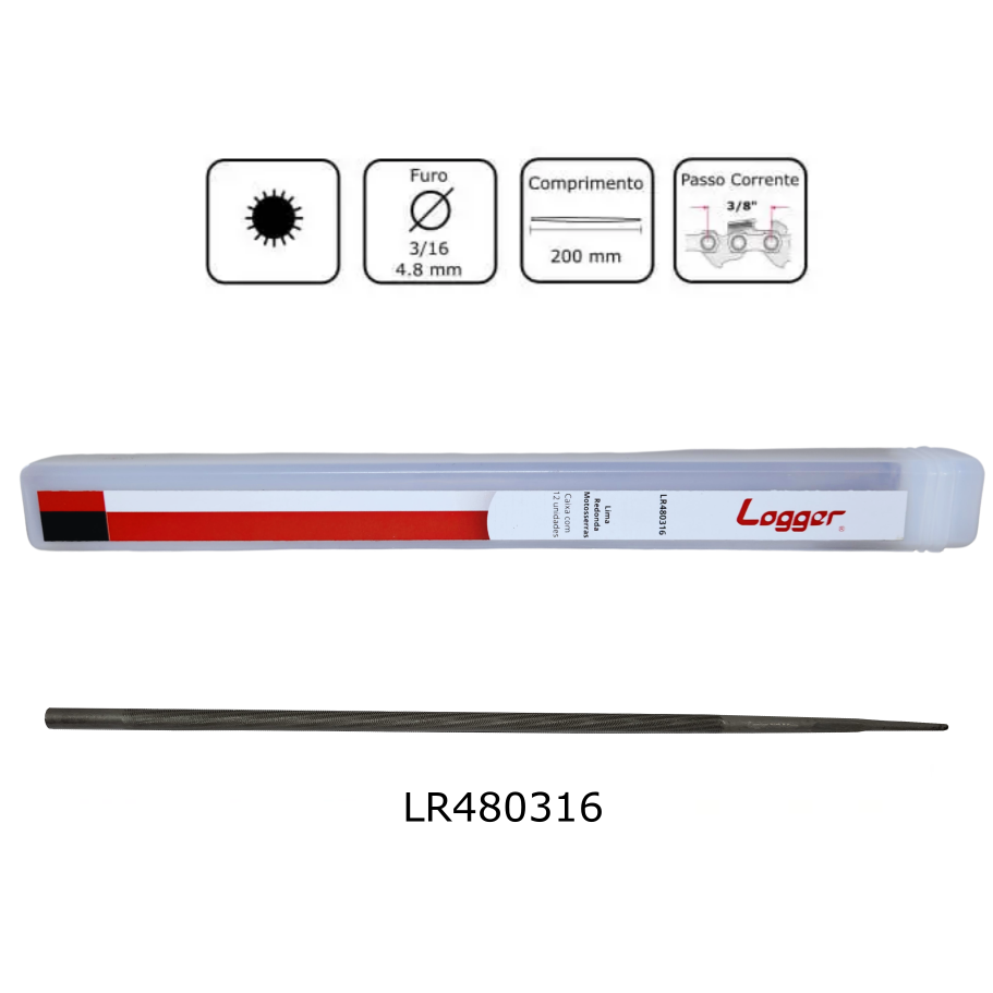 Lima Redonda Logger para Afiação, 4,8mm 3/16"