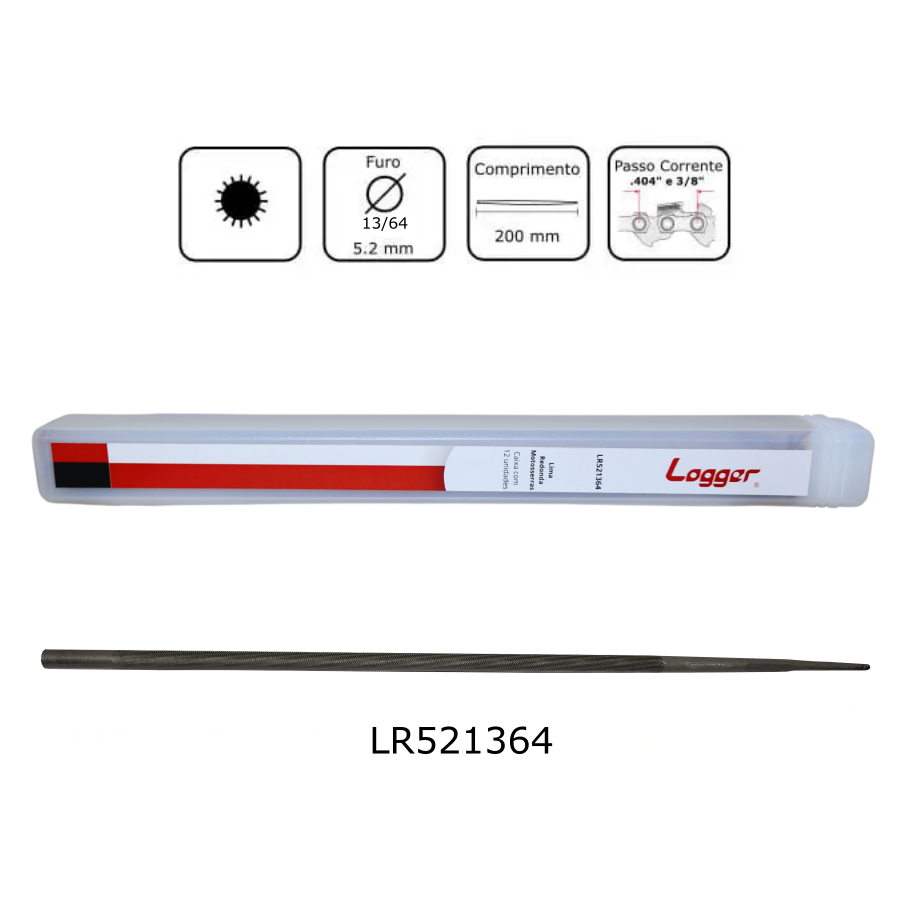 Lima Redonda Logger para Afiação, 5,2mm 13/64"